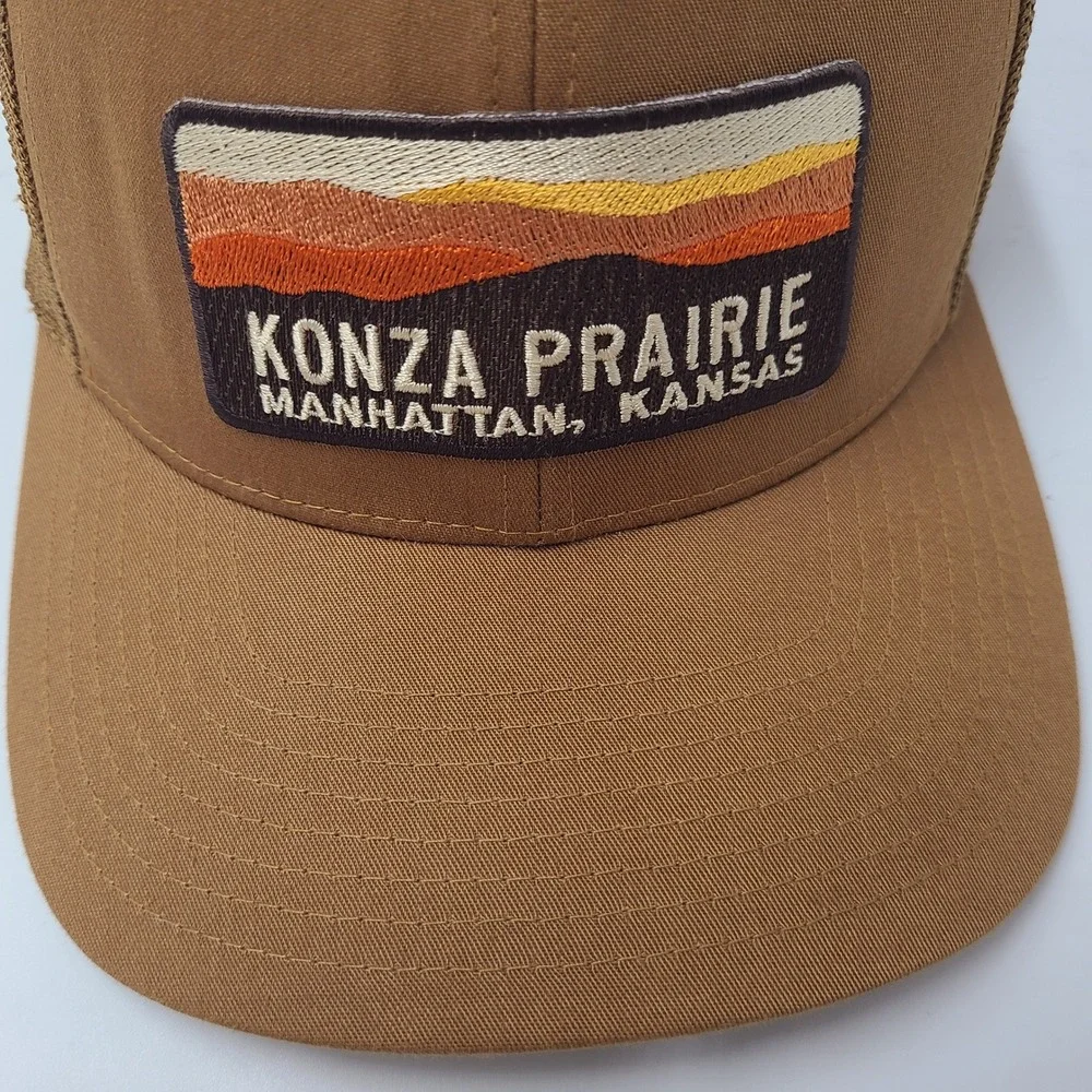 Konza Prairie Hat Fitted (Seems S-M) Mesh Brown Patch Kansas Biological Station